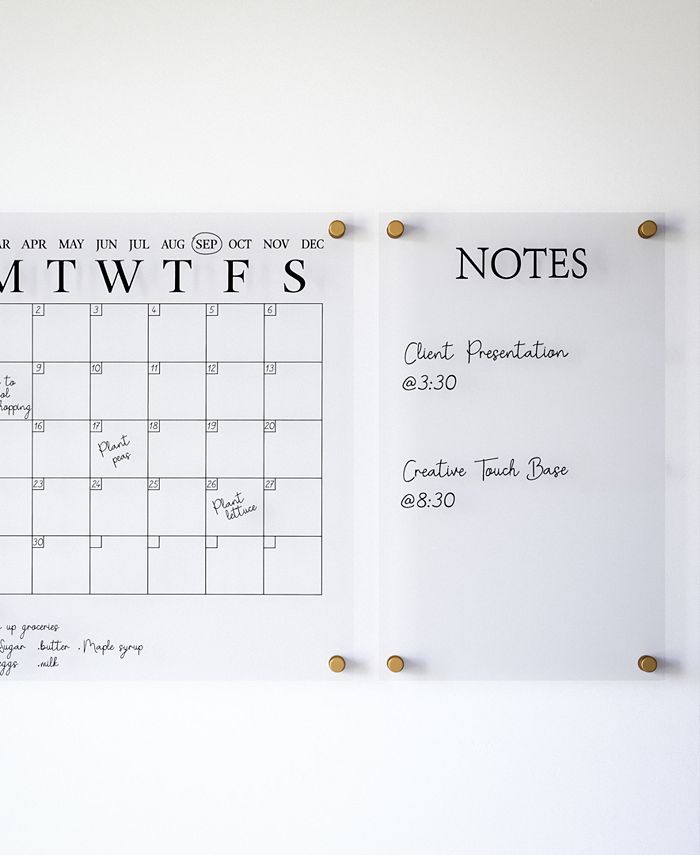 Grayson Acrylic Wall Calendar with Notes with Dry Erase Marker and Mounting Hardware, 24