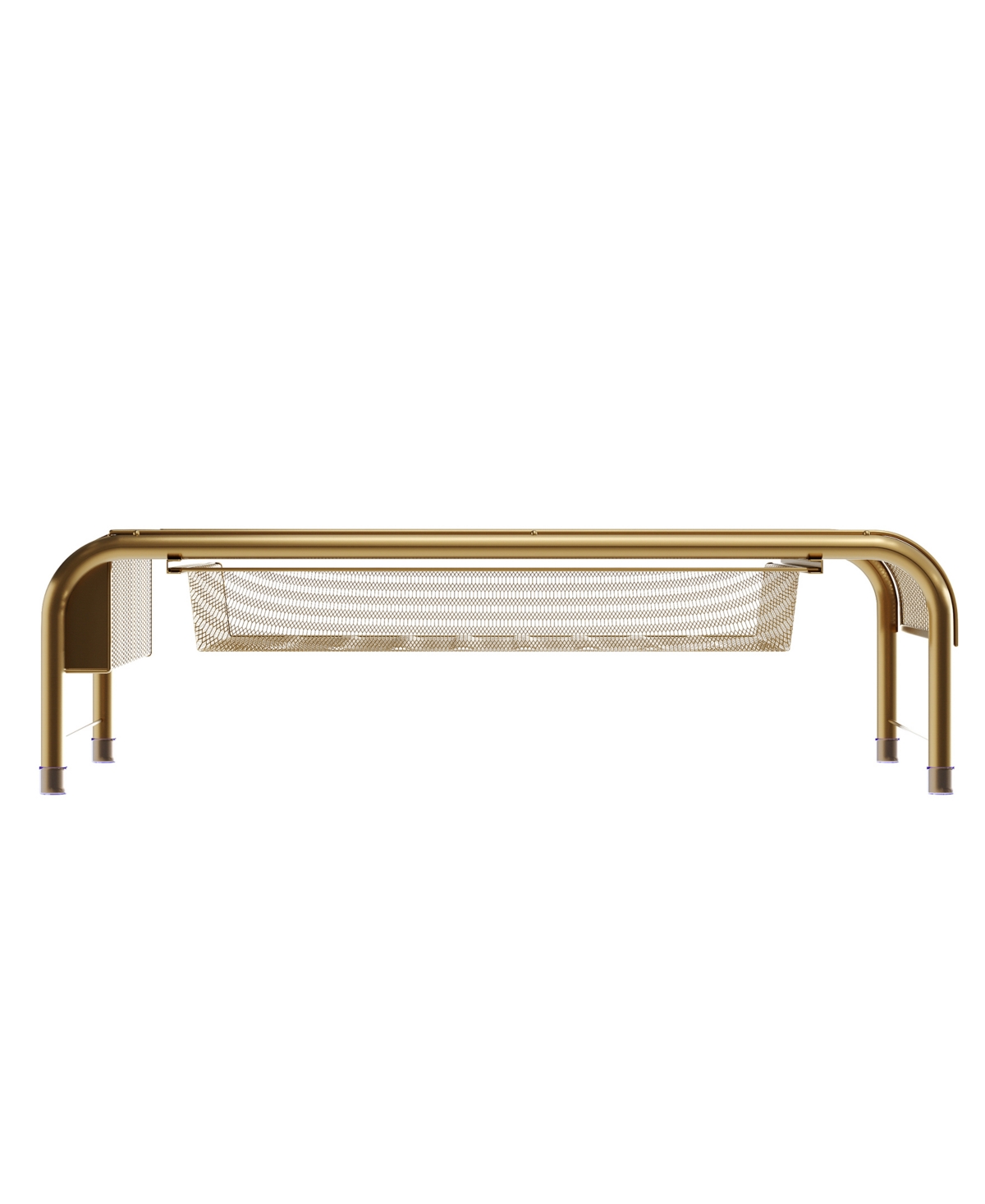 Martha Stewart Ryder Mesh Metal Desktop Monitor Stand Riser with Organizer Drawer and Side Storage