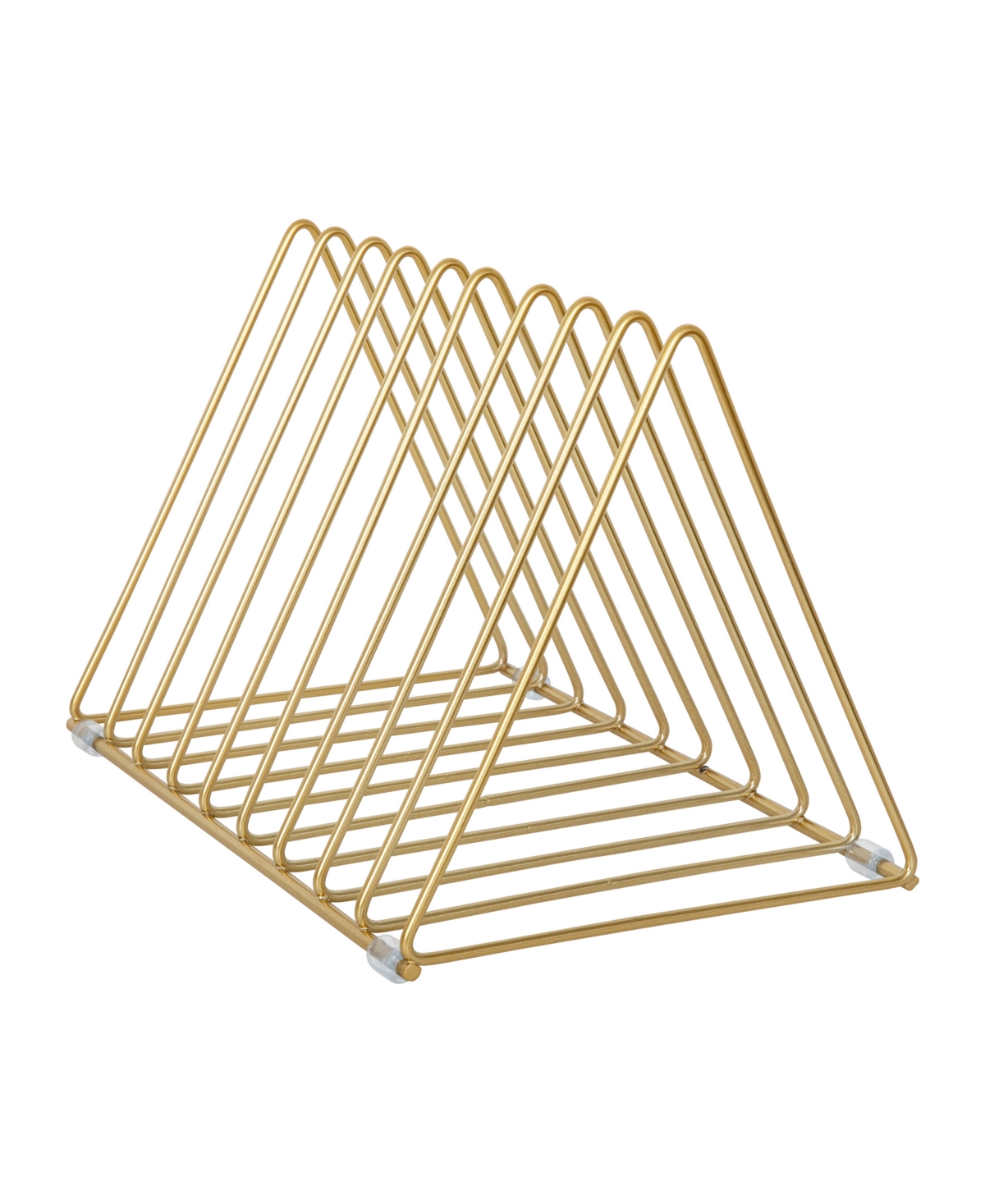 Martha Stewart Ryder Metal 9 Slot Triangle Magazine File Holder, Desktop Organizer Sorter In Gold
