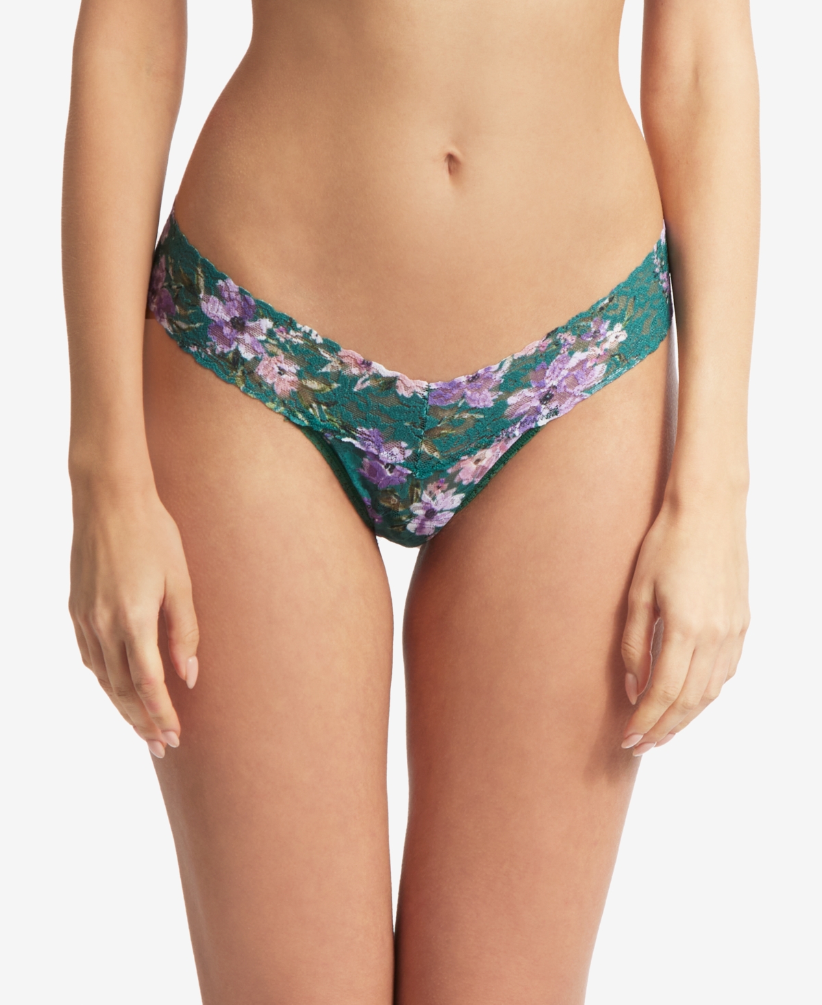 Shop Hanky Panky Low-rise Printed Lace Thong Pr4911 In Bring Me Flowers