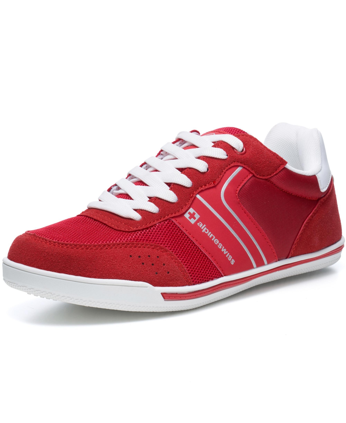 Men's Liam Fashion Sneakers Suede Trim Low Top Lace Up Tennis Shoes - Red