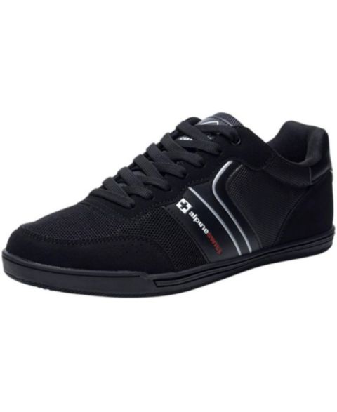 Мужские кроссовки Alpine Swiss Liam Fashion Sneakers Suede Trim Low Top Lace Up Tennis Shoes, цвет: Чёрный