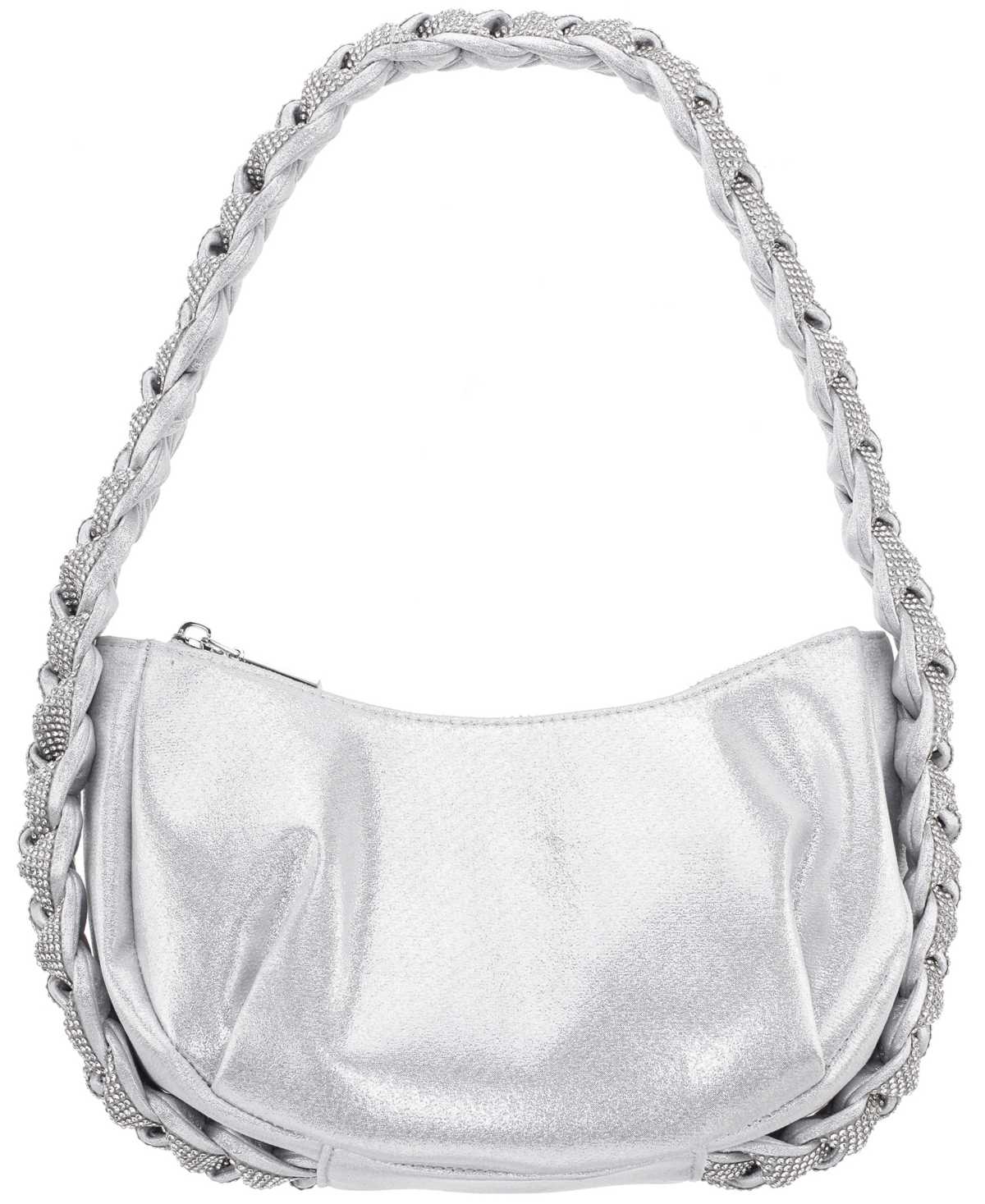 Shop Nina Braided Crystal Hobo Bag In True Silver