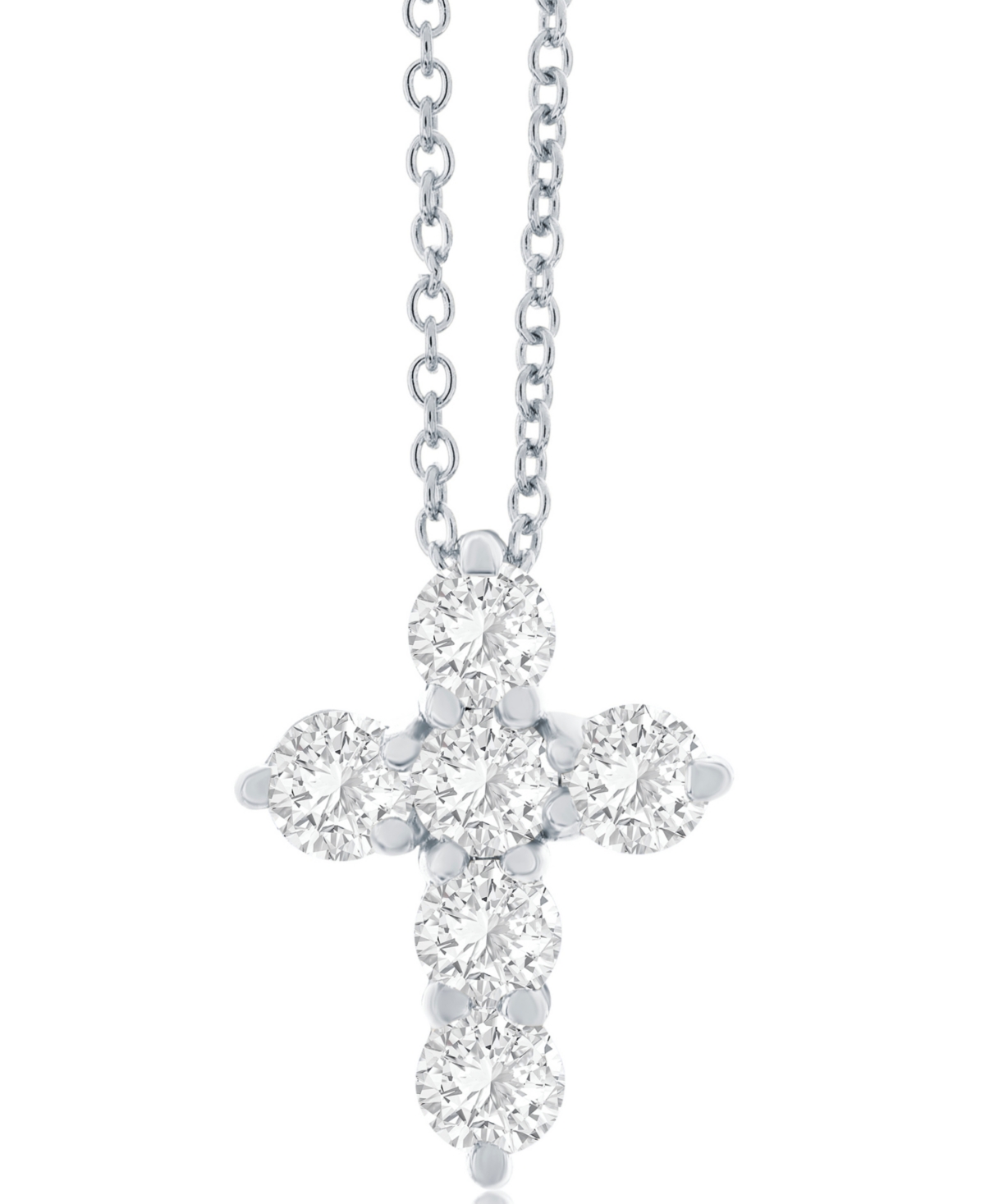 Macy's Diamond Cross Pendant Necklace (3/4 Ct. T.w.) In 14k White Gold, 16" + 2" Extender