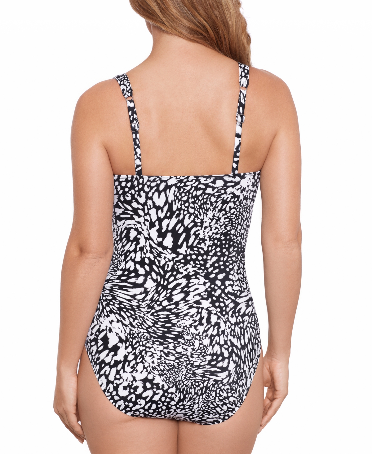 Shop Swim Solutions Women's Printed Ruched-front One Piece Swimsuit, Created For Macy's In Leopard Swirl