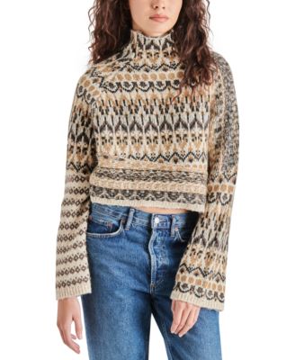 Steve Madden - Women's Indie Funnel-Neck Fair Isle Sweater