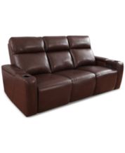 Montague Dual Power Headrest And Lumbar Support Reclining Sofa In Genuine  Brown Leather by Armen Living