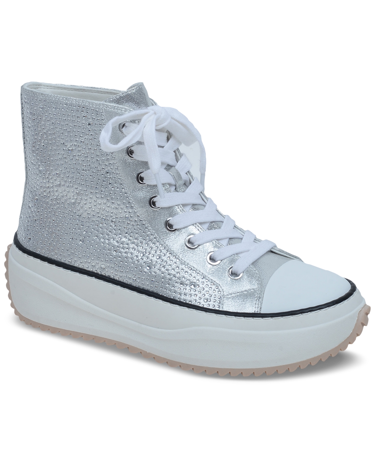 Hopefull Lace-Up High-Top Sneakers, Created for Macy's - Silver Bling