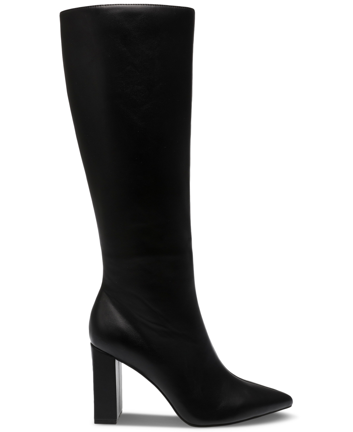 Shop Wild Pair Islah Block Heel Knee High Boots, Created For Macy's In Black Smooth