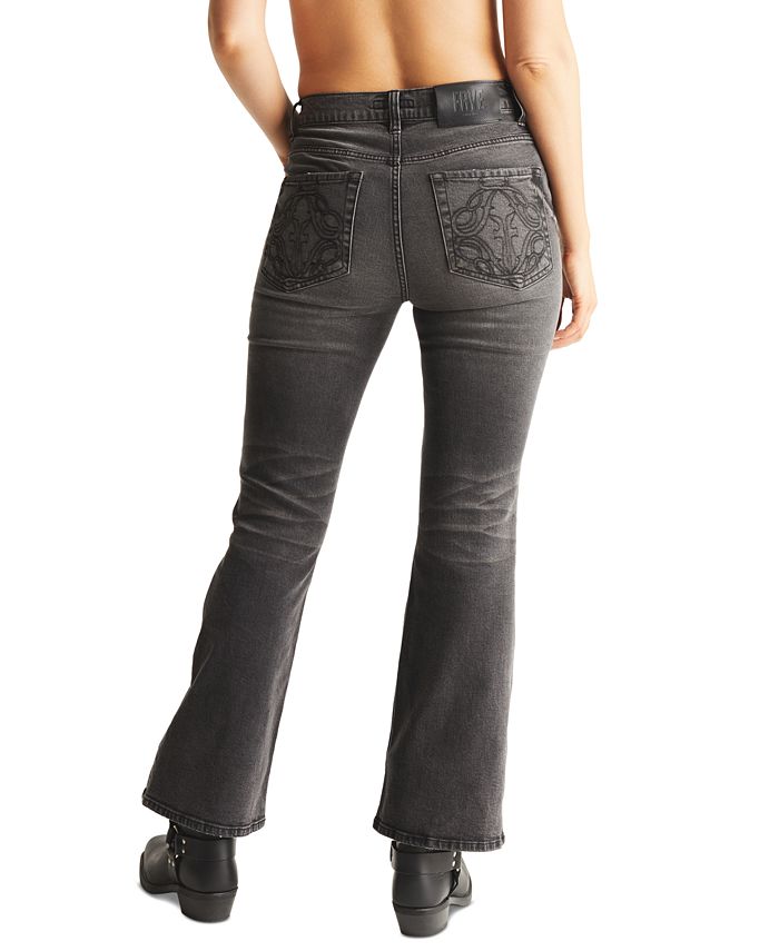 Style Co Womens Light Wash Embroidered Pocket Bootcut Jeans Black Size 4