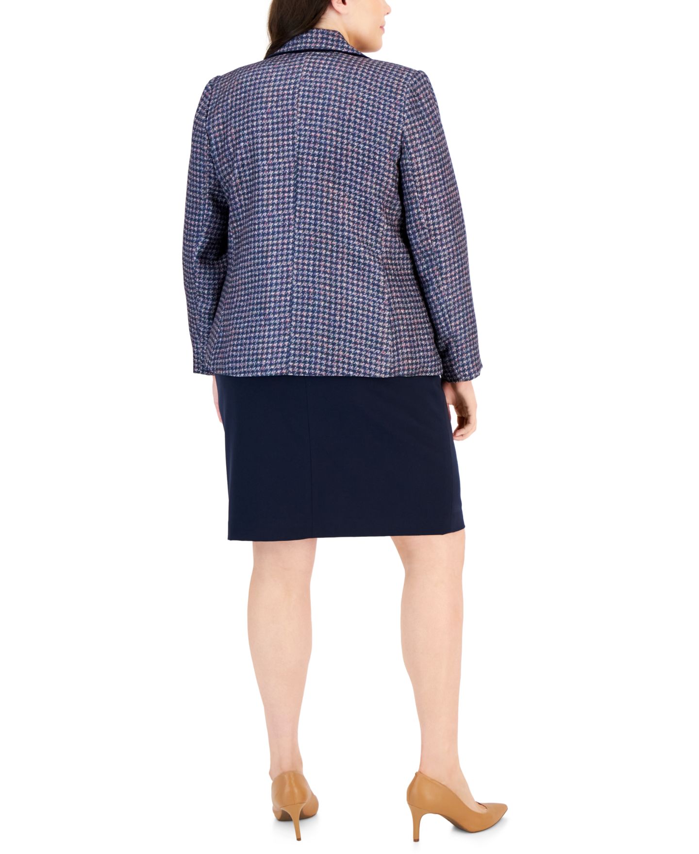 Женские комплекты Tahari ASL Plus Faux Double-Breasted Jacket & Pencil Skirt, цвет: Чёрный — фото 2