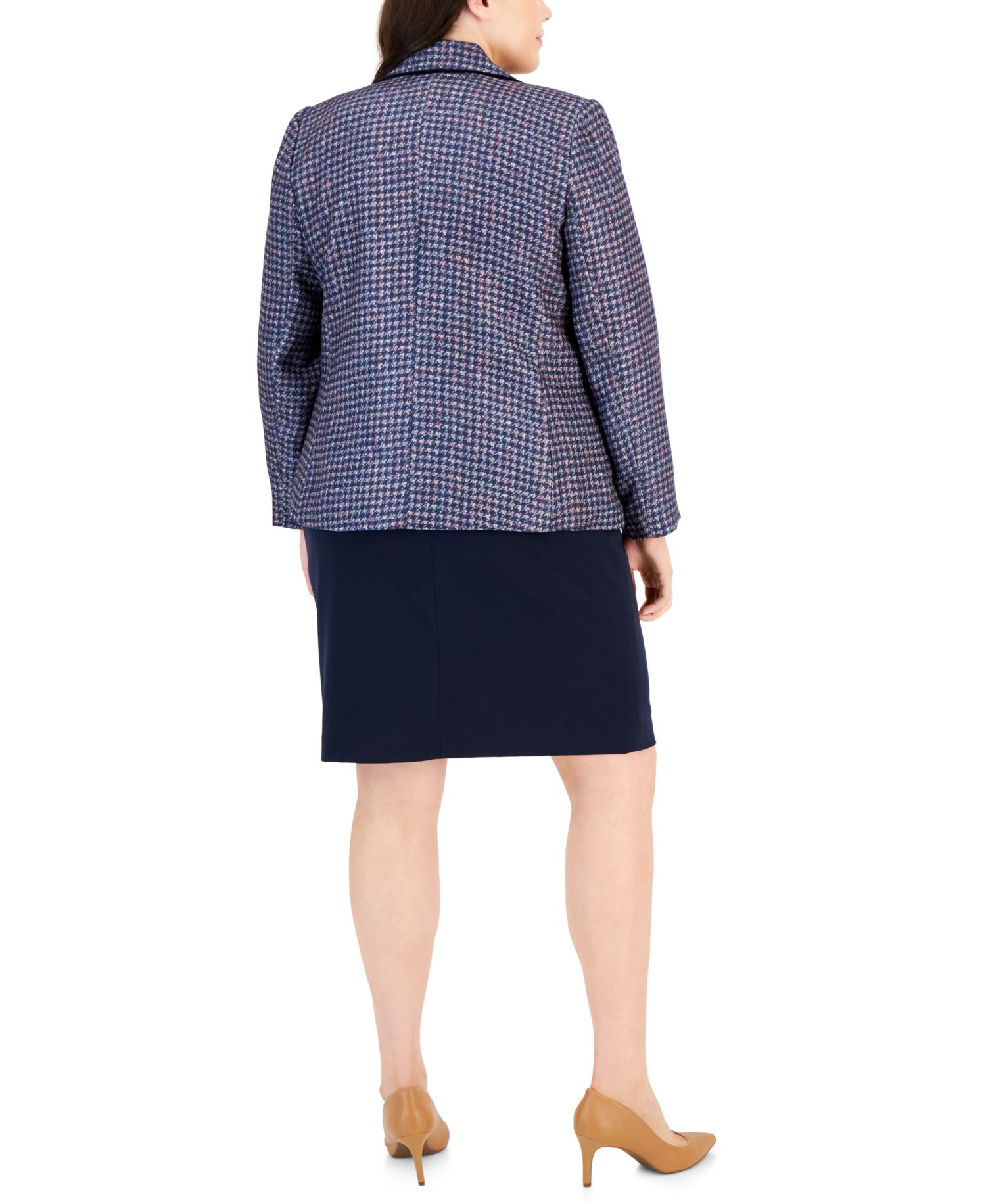 Plus Faux Double-Breasted Jacket & Pencil Skirt