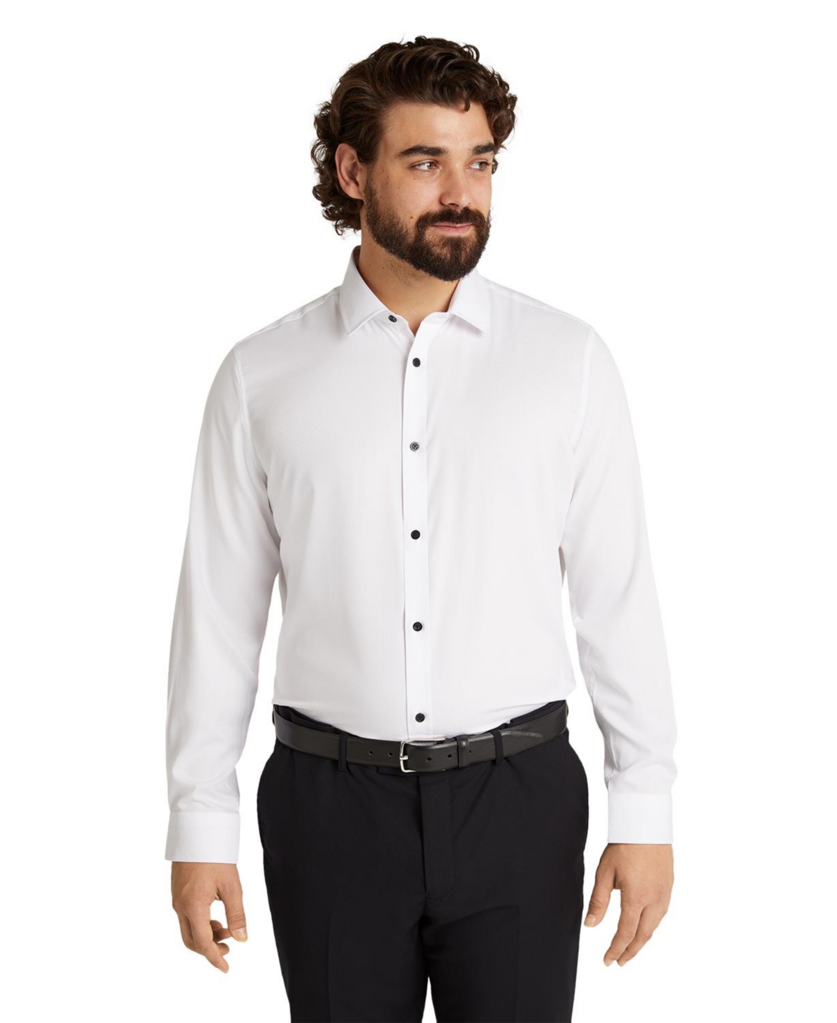Men's Big & Tall Washington Viscose Blend Textured Shirt - White