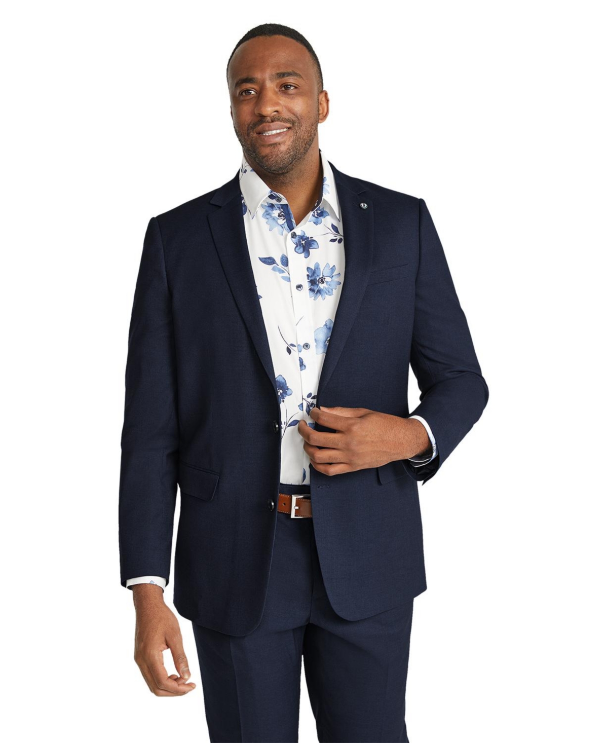 Men's Big & Tall Diego Textured Stretch Suit Jacket - Royal
