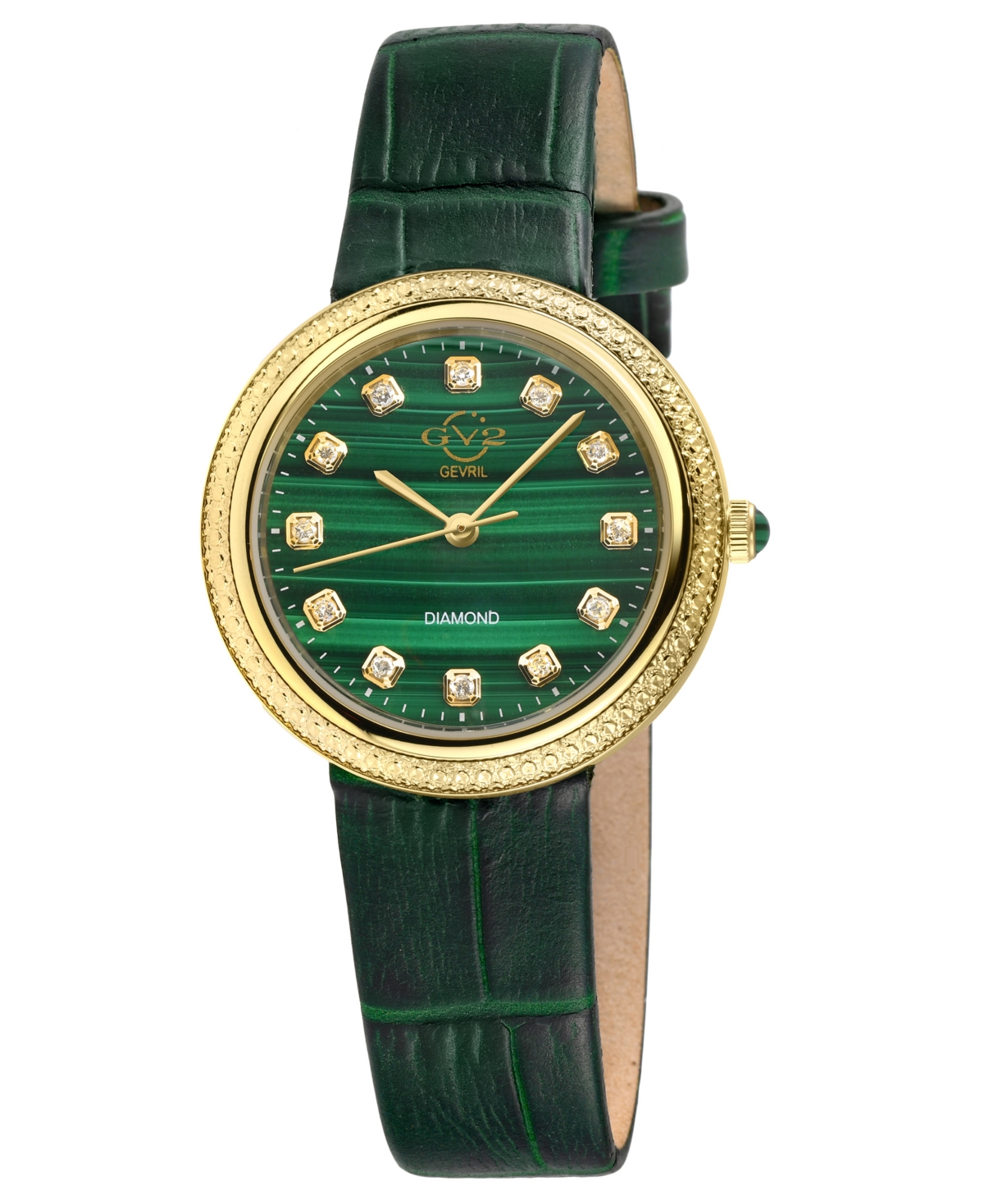 Gv2 By Gevril Women's Arezzo Green Leather Watch 33mm In Gold