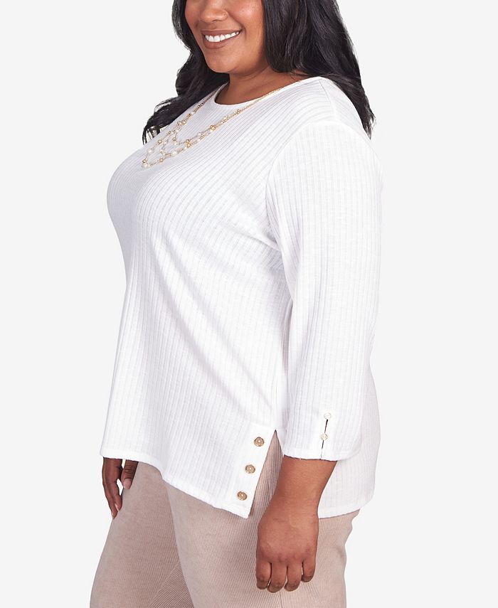 Alfred Dunner Plus Size St.Moritz Solid Knit Flutter Sleeve Top with ...