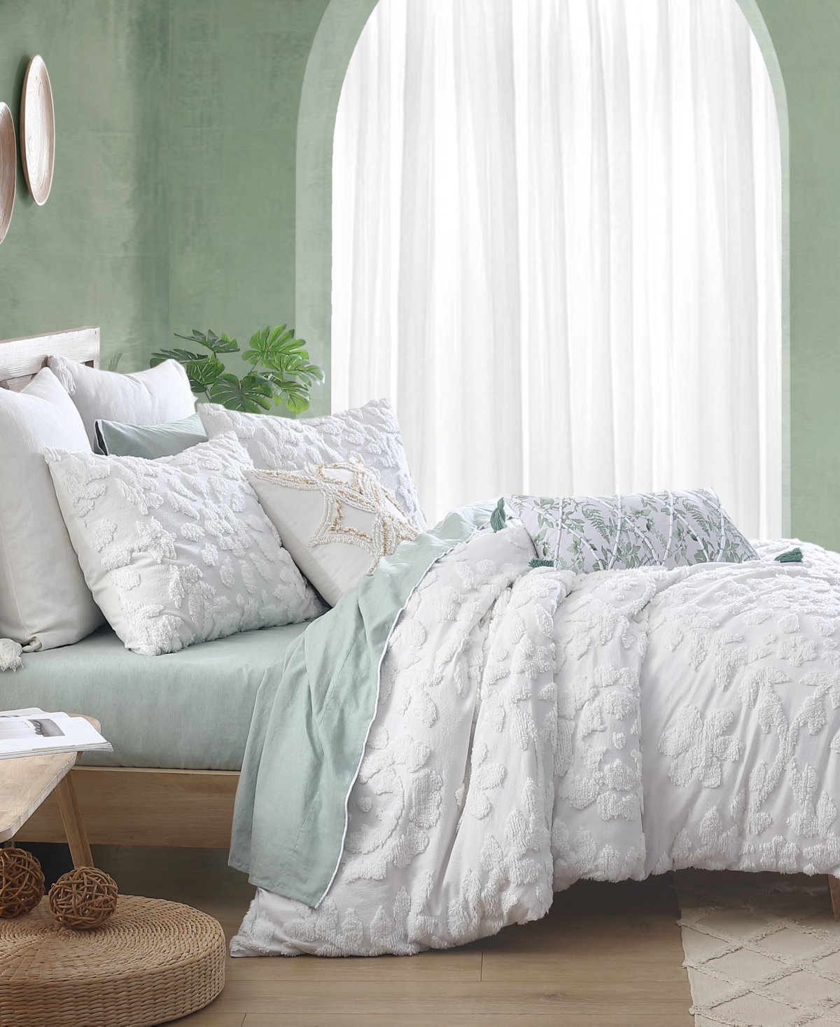 Chf Works Chenille Laurel 3-pc Duvet Cover Set, King In White