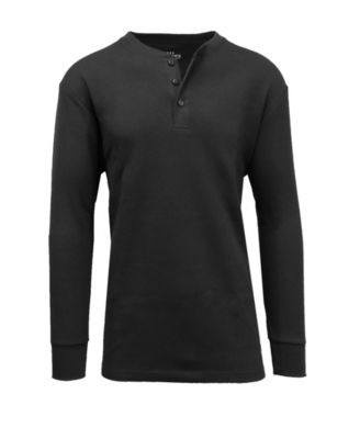 Men's Oversized Waffle-Knit Thermal Henley Shirt
