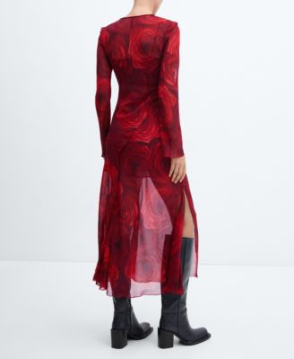 MANGO Women's Floral Chiffon Dress