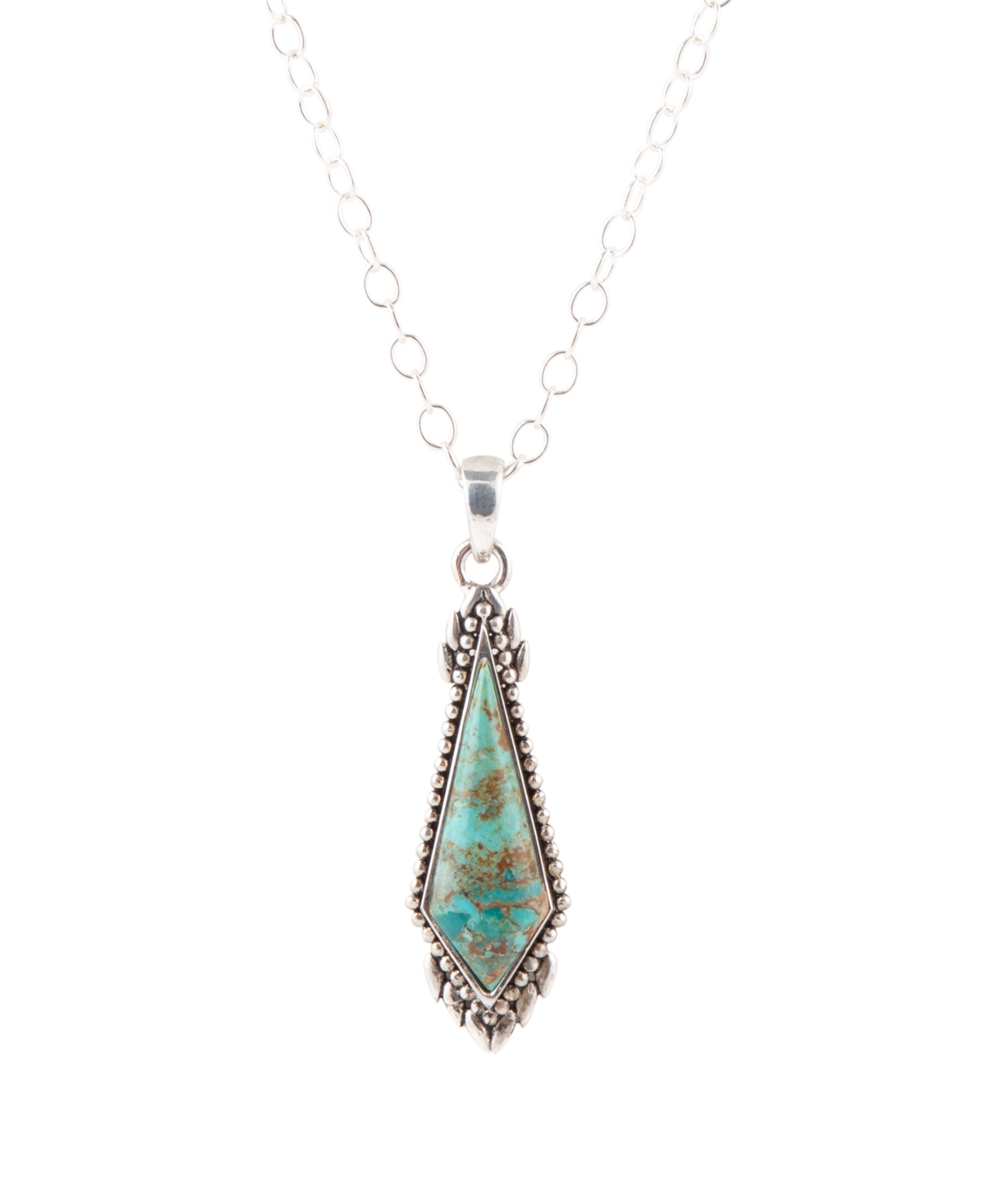 Barse Anemone Genuine Turquoise Diamond Shaped Necklace In Genuine Lime Turquoise