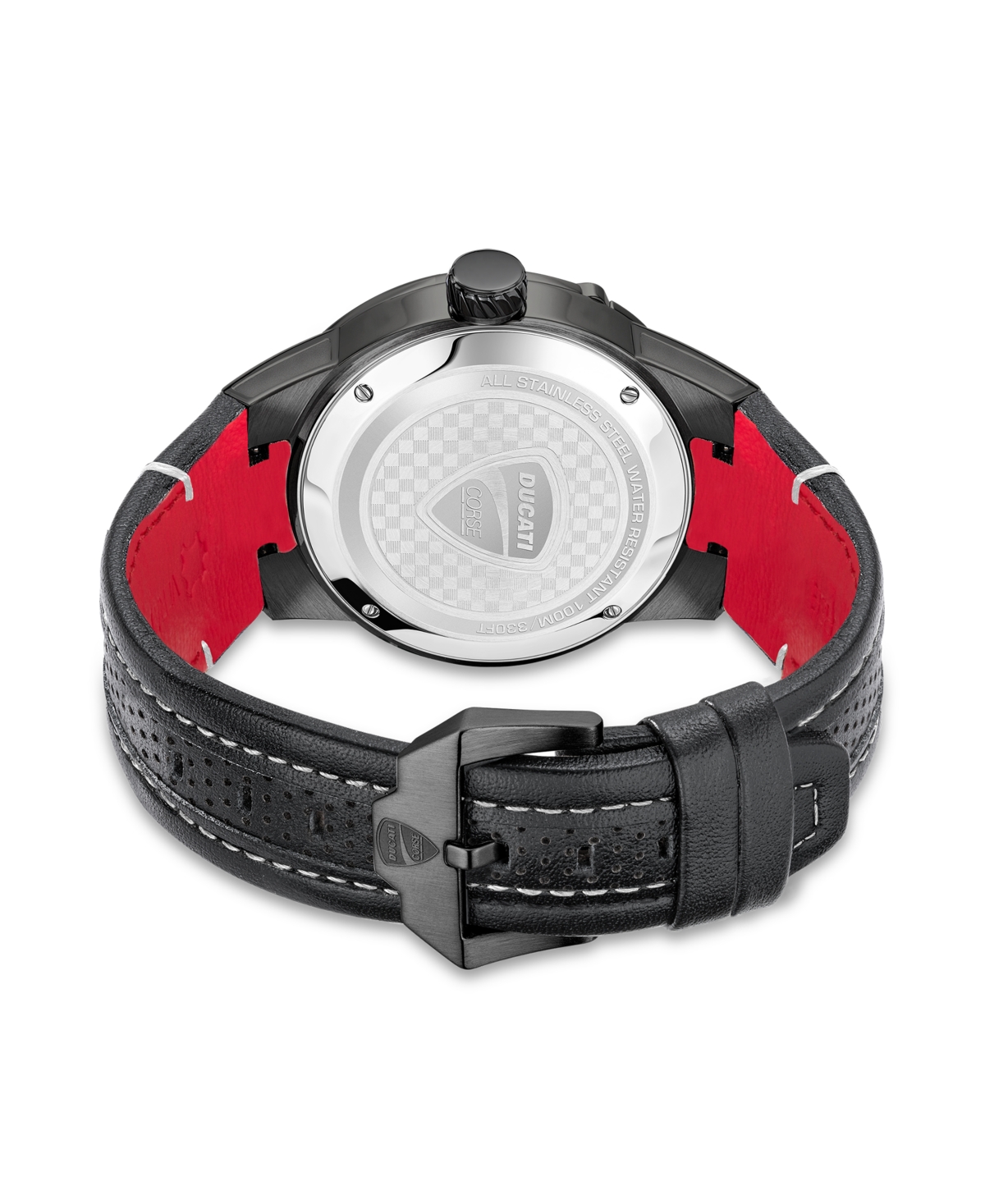 Shop Ducati Corse Men's Quartz Black Genuine Leather Watch 45mm