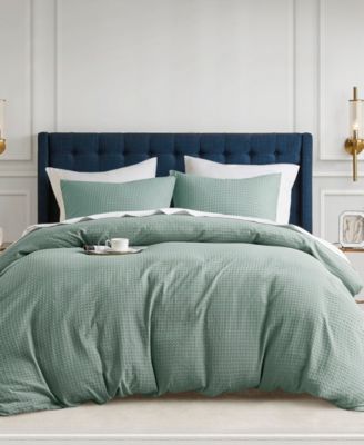 Mina Waffle Textured 3-Pc. Duvet Cover Set, Full/Queen
