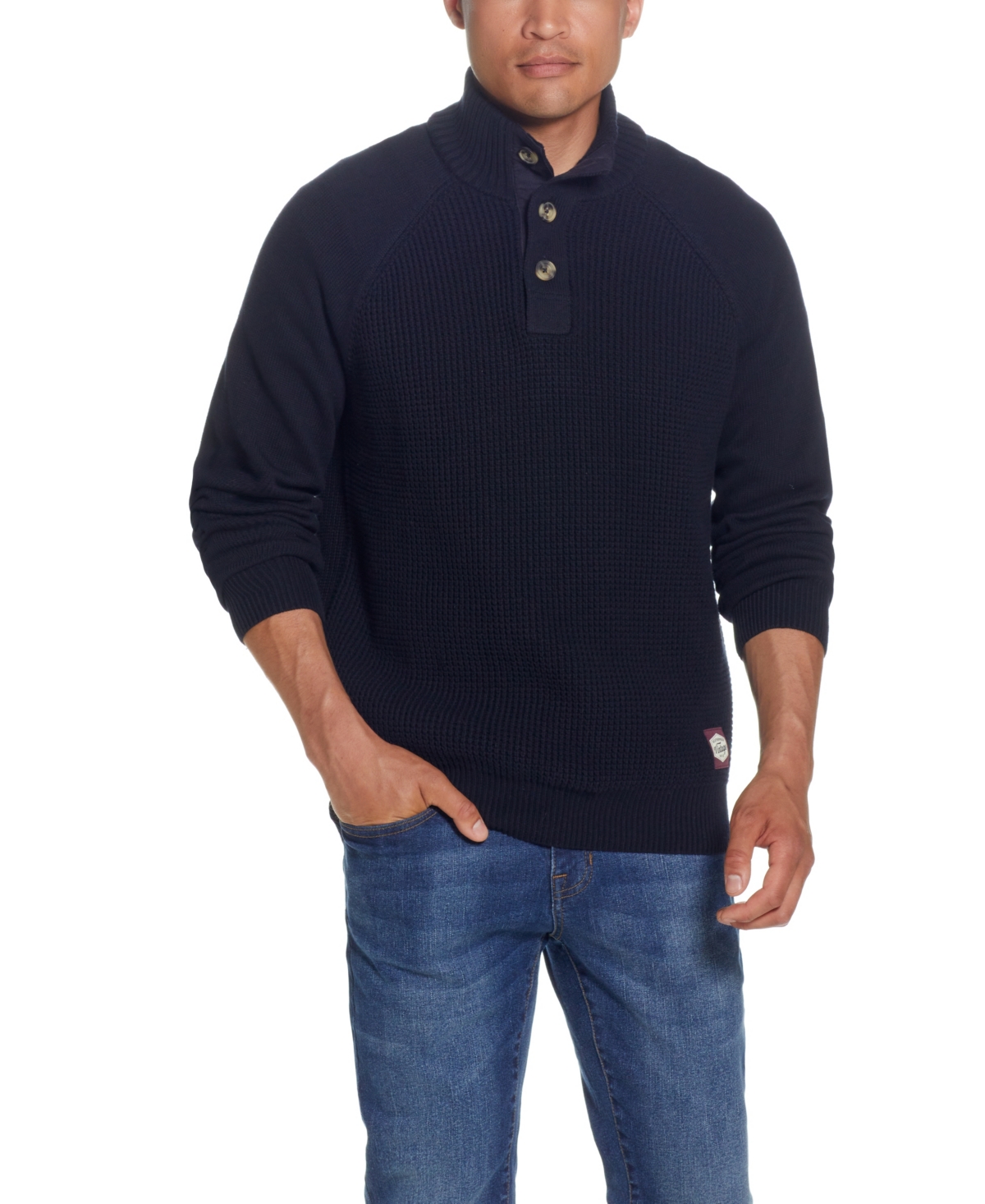 Men's Button Mock Neck Sweater - Charcoal Heather