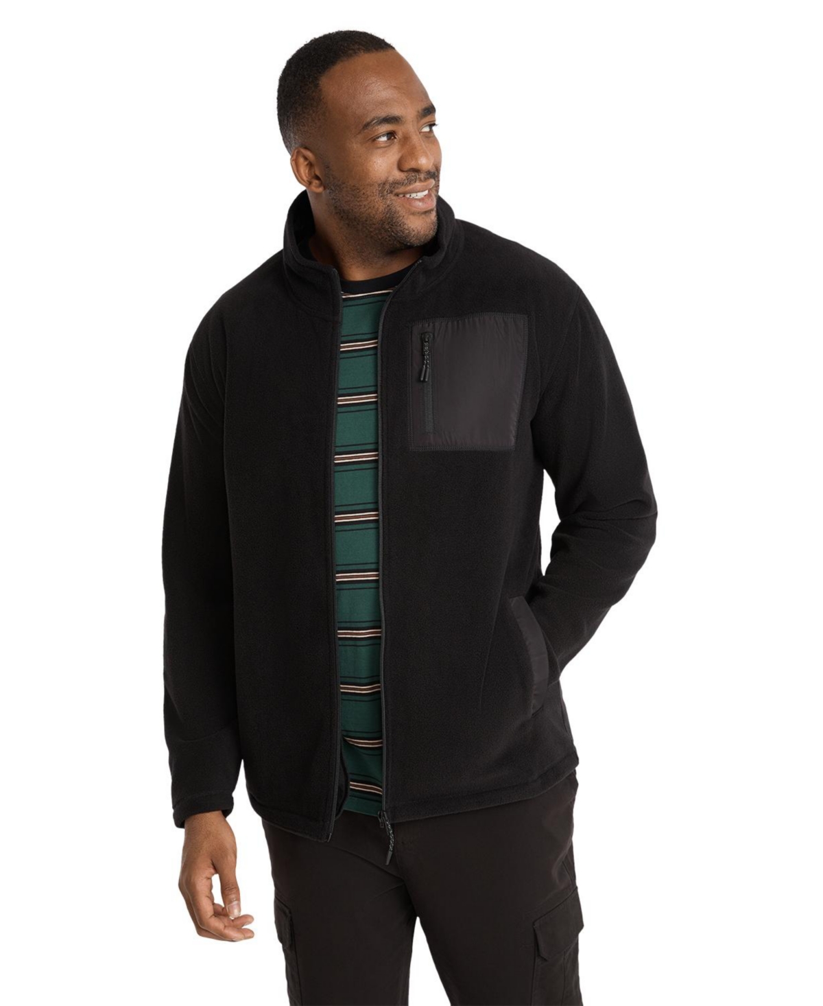 Men's Big & Tall Microfleece Zip Thru Jacket - Black