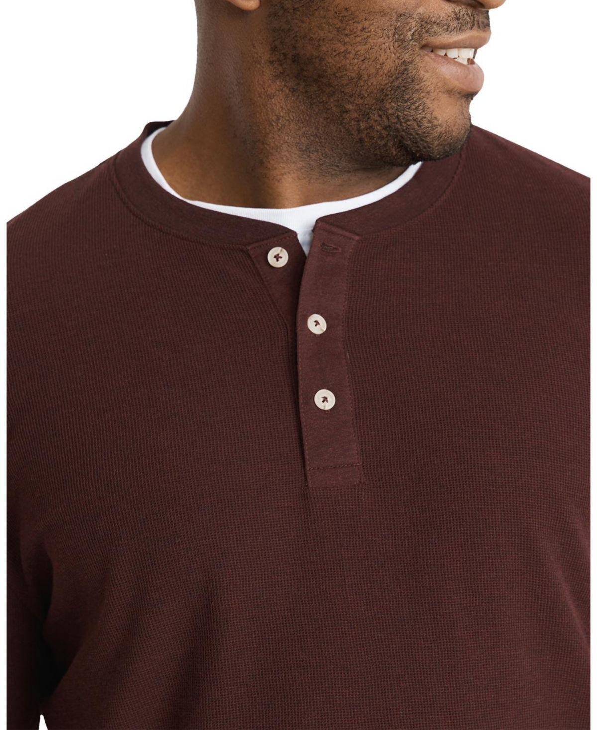 Johnny Bigg Men's Waffle Henley Long Sleeve Top