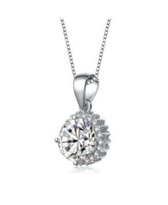 Sterling Silver in White Gold Plated Clear Cubic Zirconia Stud Necklace