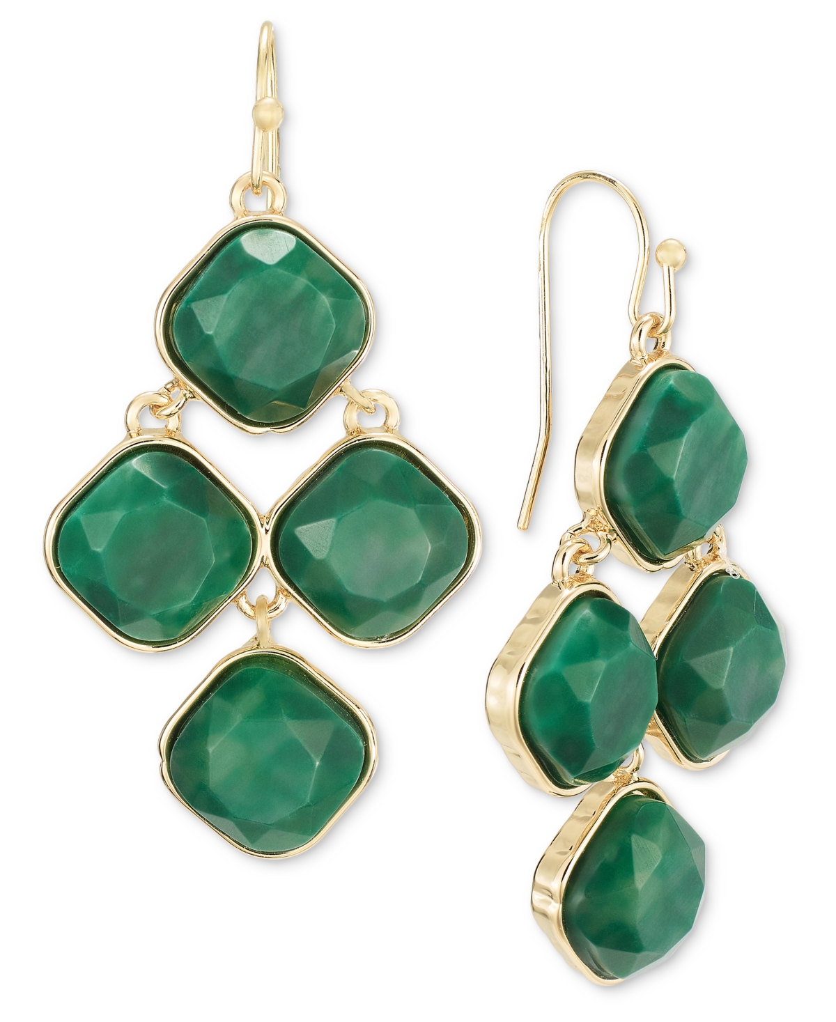 Style & Co Large Color Stone Drop Earrings, Created For Macy's In Green