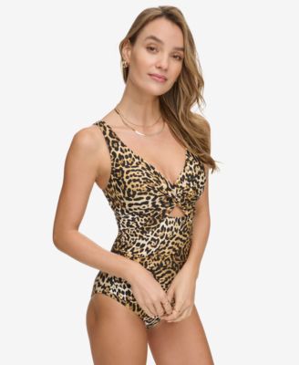 DKNY - Women's Shirred Keyhole Detail One-Piece Swimsuit