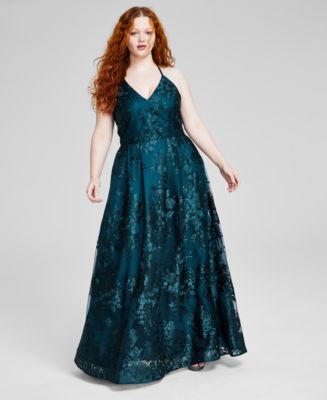 chinese dress ladies Long-Sleeve Long Lace Plus-Size Prom Dress by La Femme Emerald / 20W main image 0