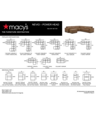 Nevio 157" 6-Pc. Leather Sectional with 2 Power Recliners, Headrests and Chaise, Created For Macy's