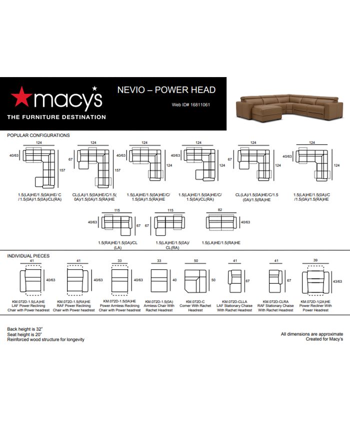 Furniture Nevio 82" 2Pc. Leather Sectional with 2 Power Recliners and