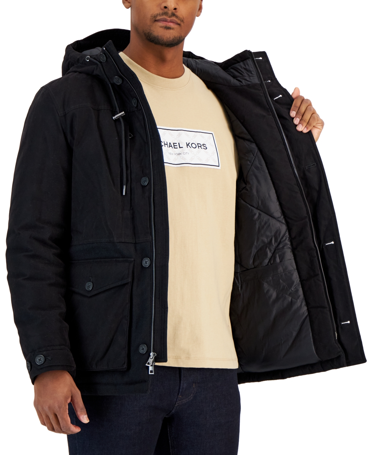 Shop Michael Kors Men's Four-pocket Hooded Parka In Black