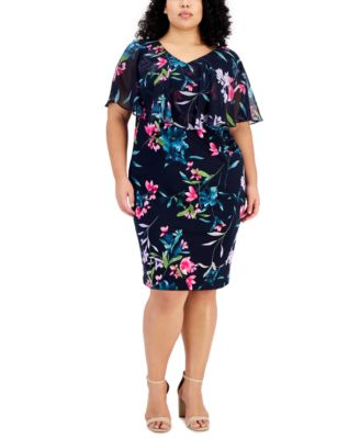 Connected Plus Size Ruffled V-Neck Dress - Macy's