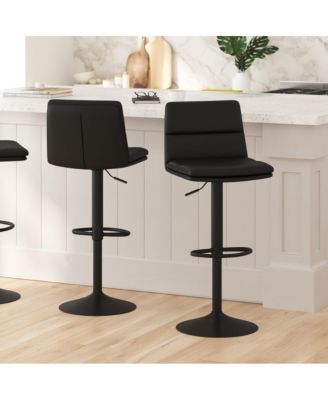 Keene Modern Upholstered Adjustable Height Stools With Sturdy Iron Bases