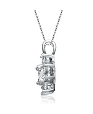 Sterling Silver Flower Shape Cubic Zirconia Drop Pendant