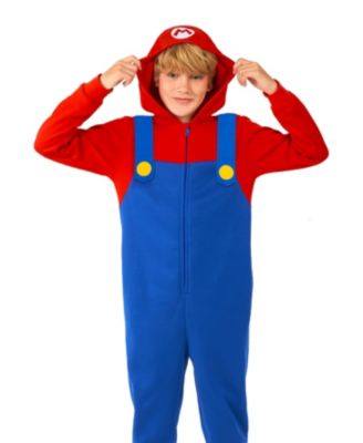 Little and Big Boys Mario Zip Up Onesie Outfit