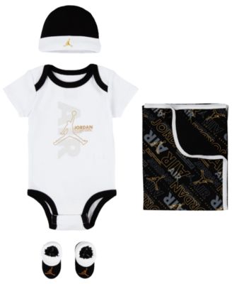 Jordan Baby Boys Blanket, Bodysuit, Hat And Booties Gift Box Set, 4 Piece - Macy's