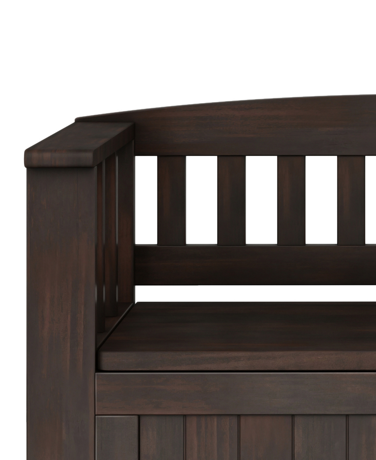 Simpli Home Acadian 25" Solid Wood Small Entryway Storage Bench In Brunette Brown