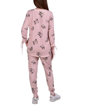 Petite Drawstring Sleeve Top and Jogger Set, 2 Piece