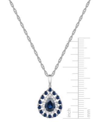 Sapphire (1-1/2 ct. t.w.) & Diamond (1/10 ct. t.w.) Teardrop 18" Pendant Necklace in 14k Gold (Also in Emerald and Ruby)