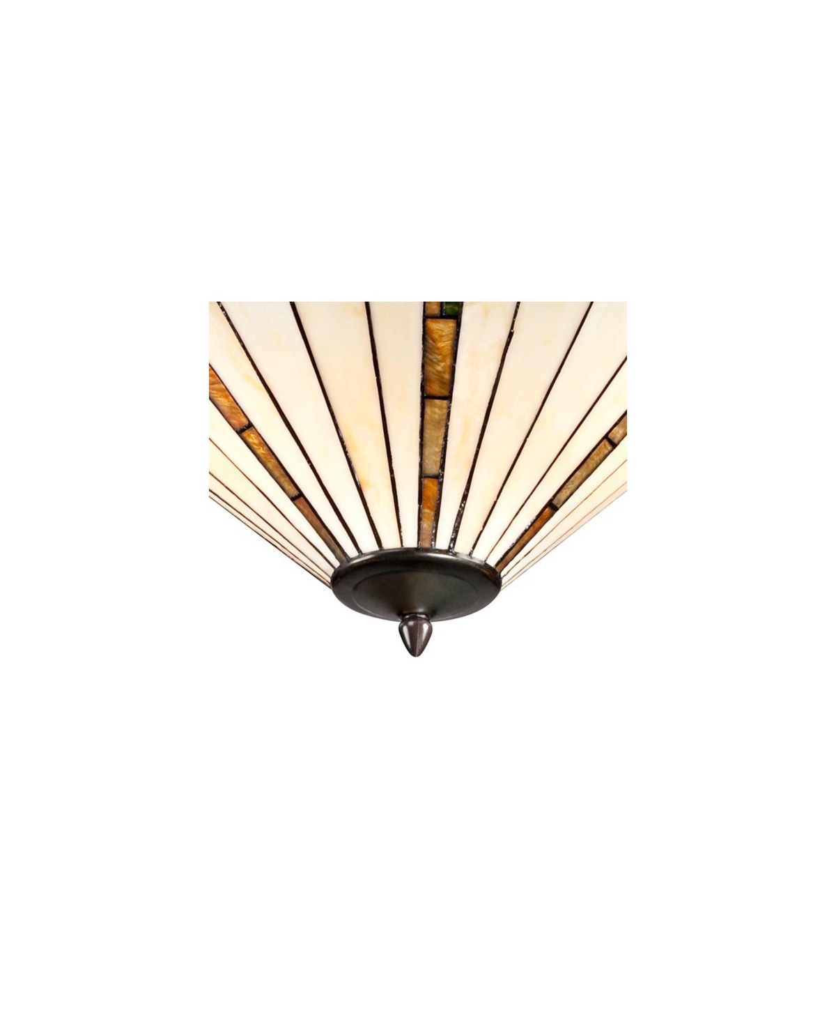 Bronze Tiffany Style Pendant Chandelier Wide Gold Texture Ivory Stained Glass 3-Light Fixture for Dining Room House Foyer Entryway Kitchen Bedroom