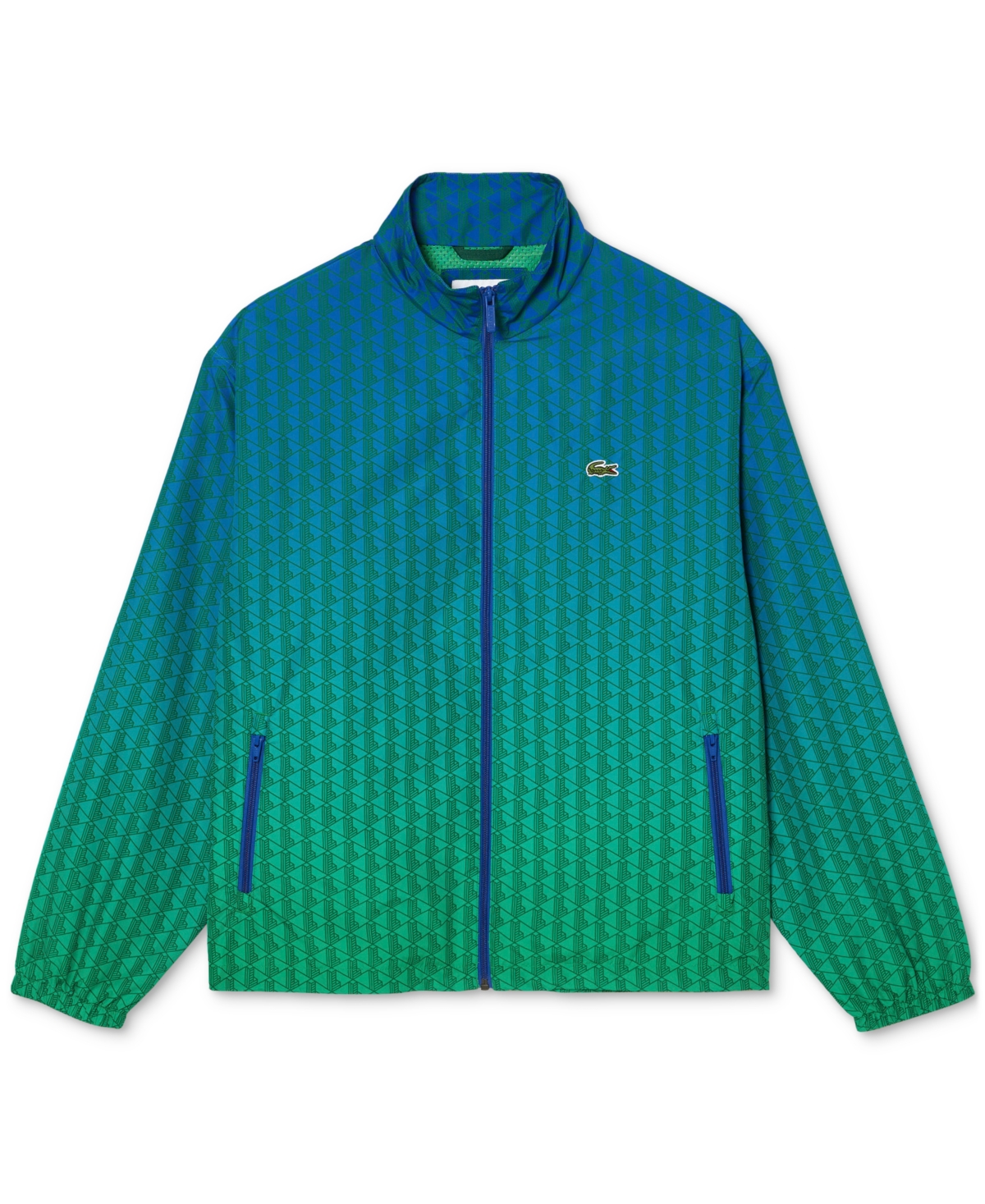 Lacoste Men's Zip-front Geo Pattern Jacket In Cobalt,calathea-roquette
