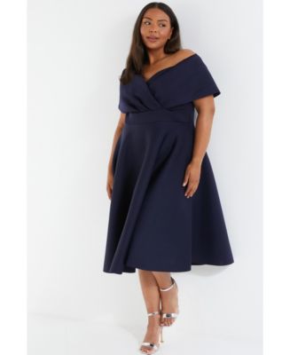 quiz navy skater dress QUIZ Navy Blue Skater dress with white collar lace