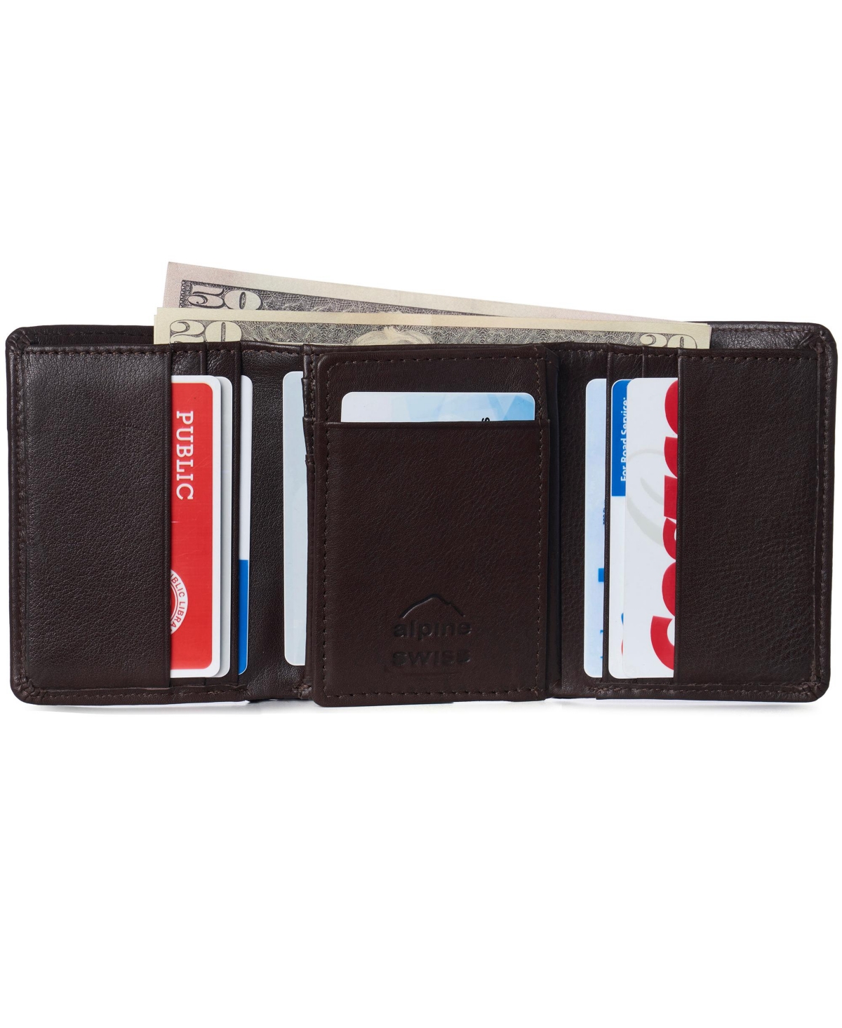 Alpine Swiss Rfid Mens Wallet Deluxe Capacity Trifold With Divided Bill Section