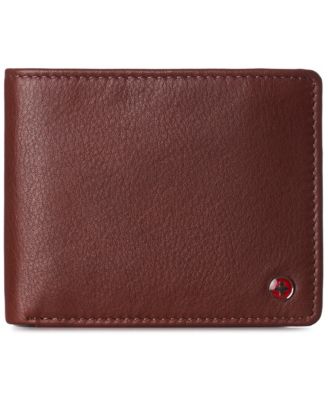 Alpine Swiss Mens Leather RFID Bifold Wallet 2 ID Windows Divided Bill Section