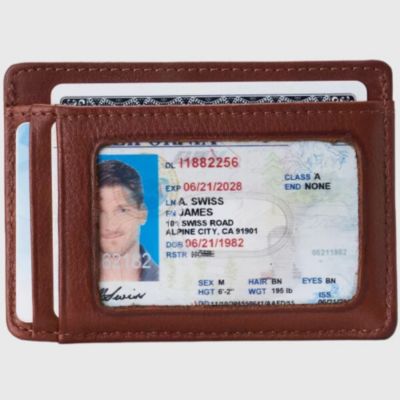 Mens RFID Money Clip Leather Minimalist Wallet Card Case ID Window